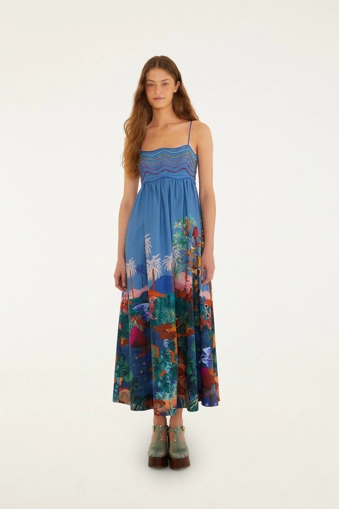 Multicolor Dream Landscape  Sleeveless Maxi Dress