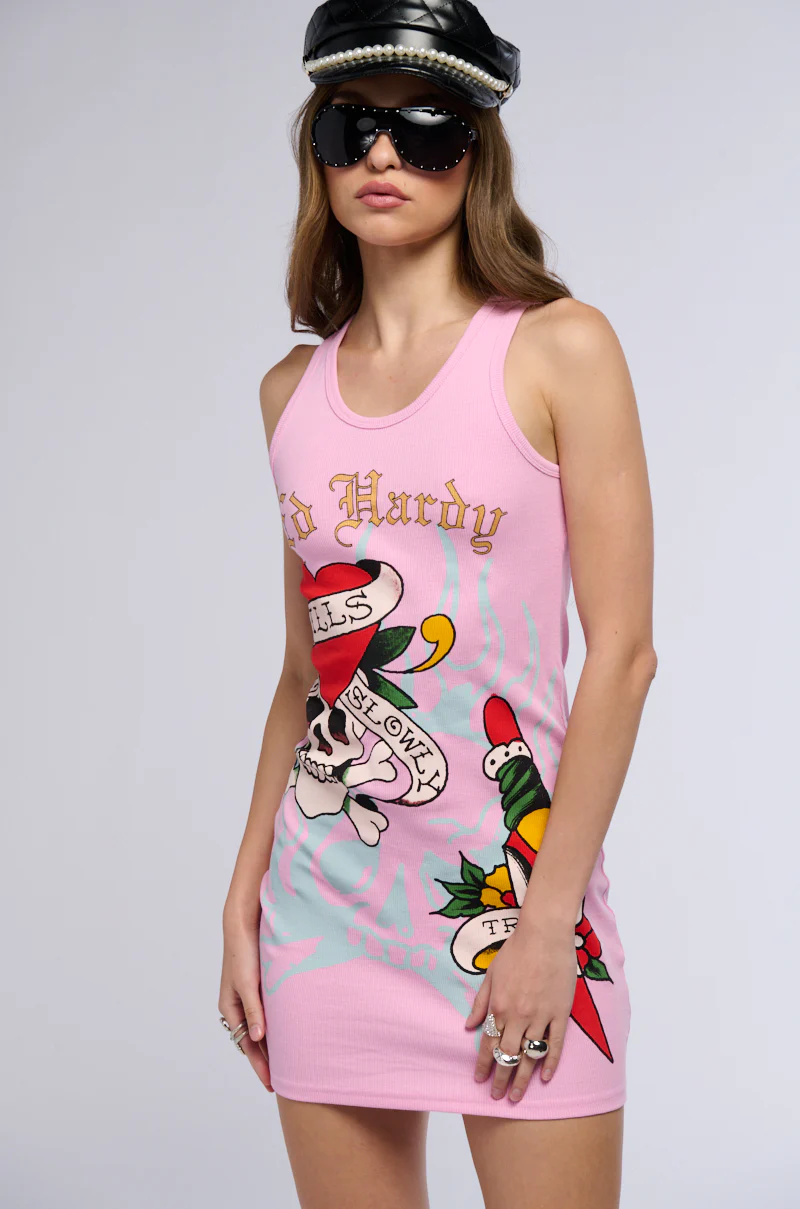 Ed Hardy Retro Flash Rib Tank Dress
