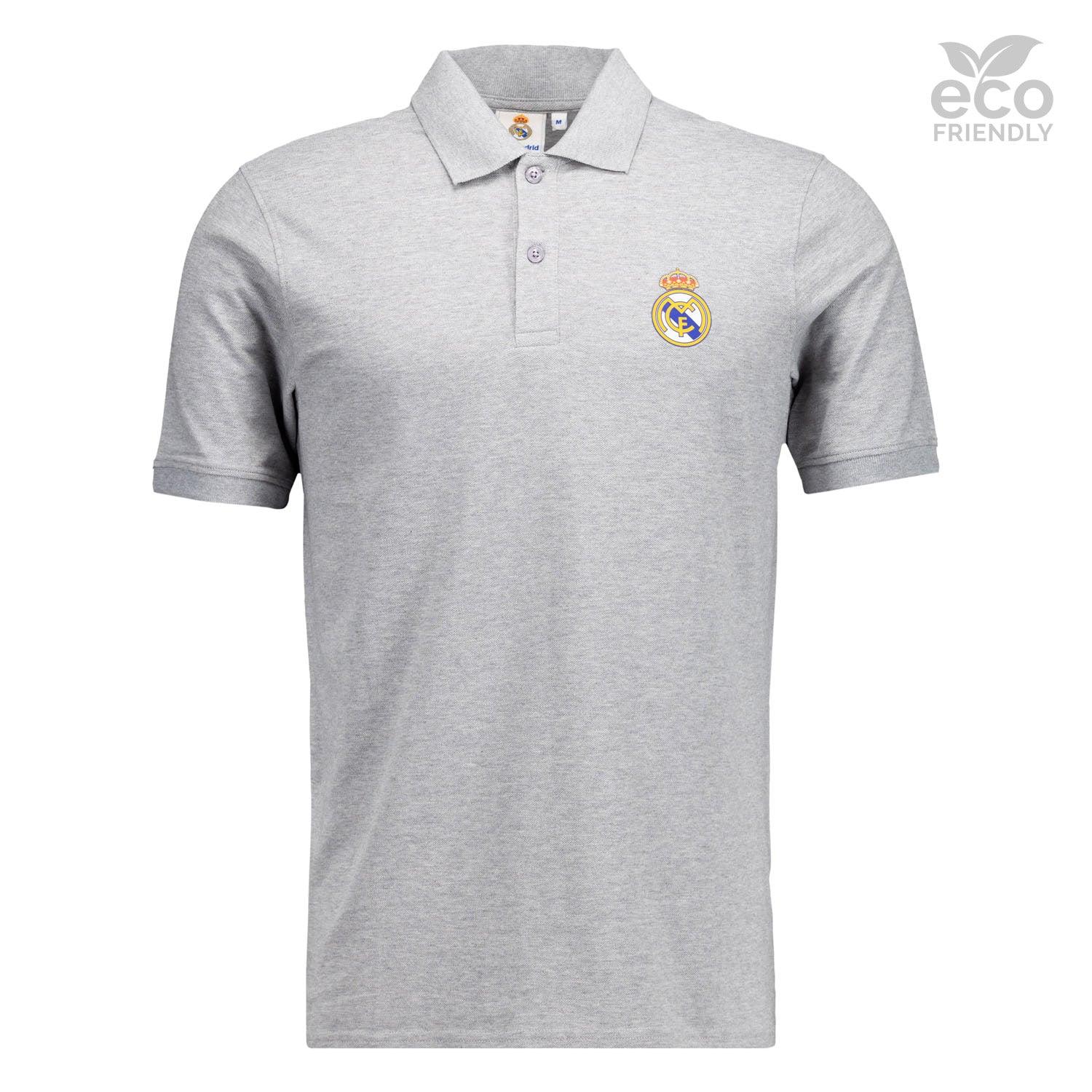 Mens ECO Essentials Real Madrid Color Crest Polo Light Grey