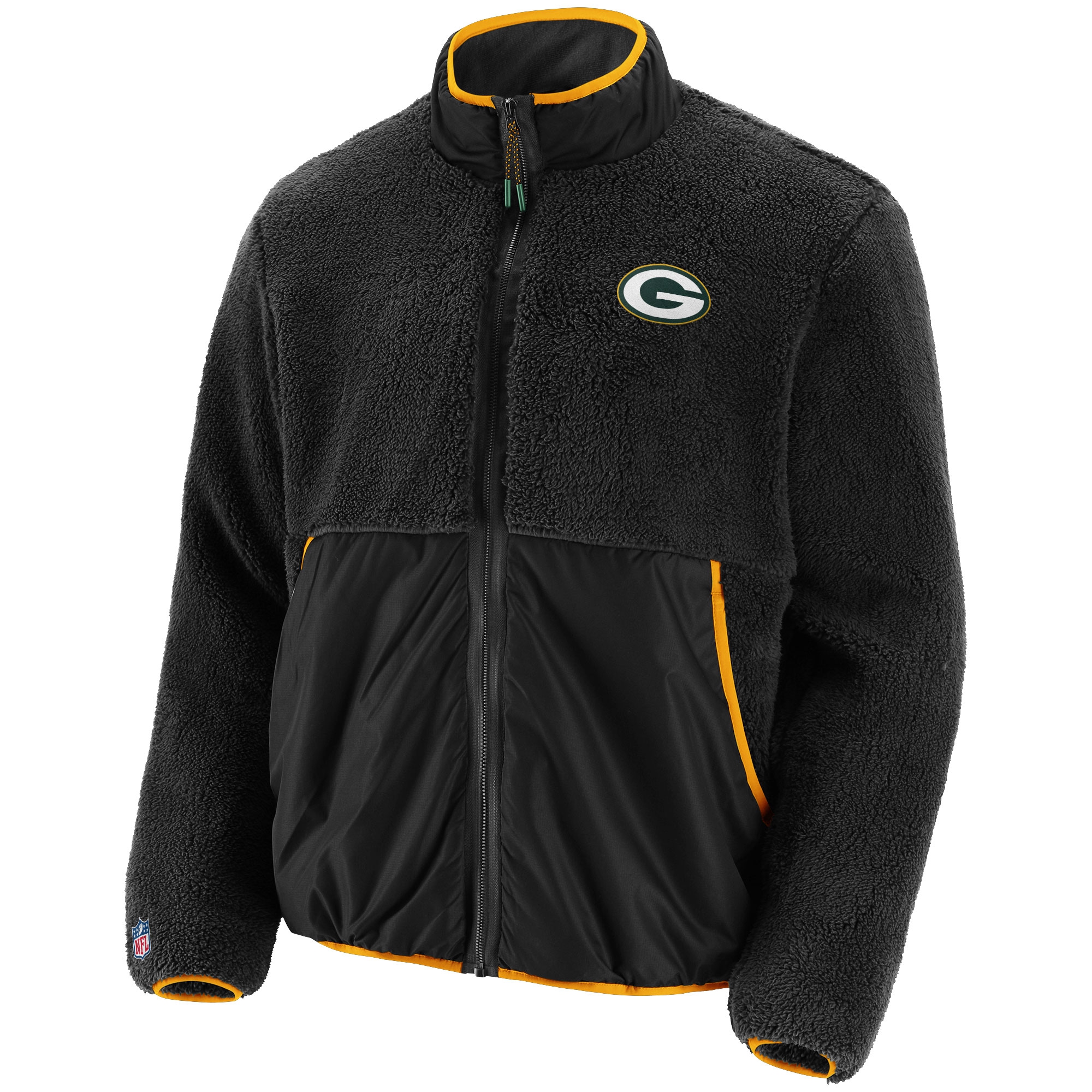 Green Bay Packers Sherpa Fleece Fanatics NFL Jacket Charcoal