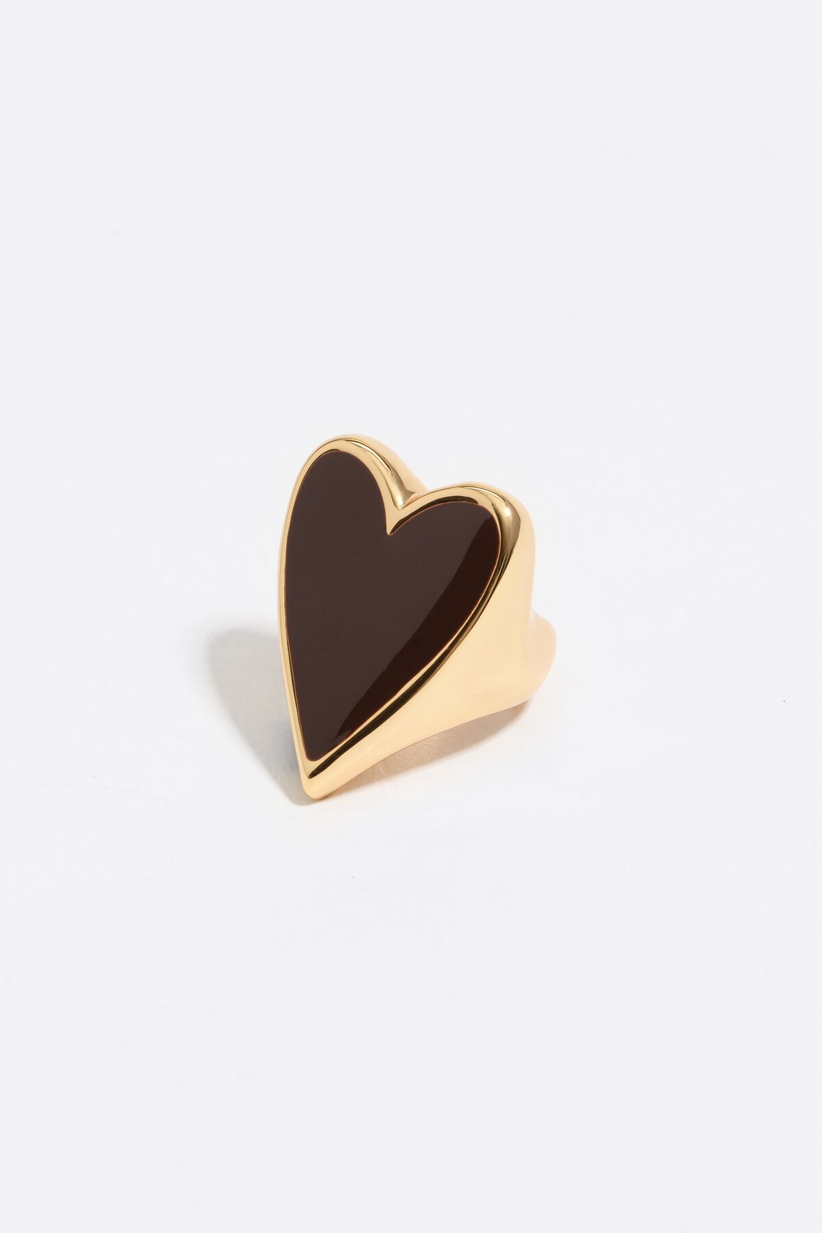 Brown and gold heart ring