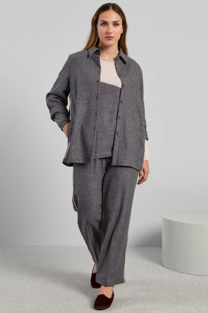 Tunic with side bands - GREY BEIGE