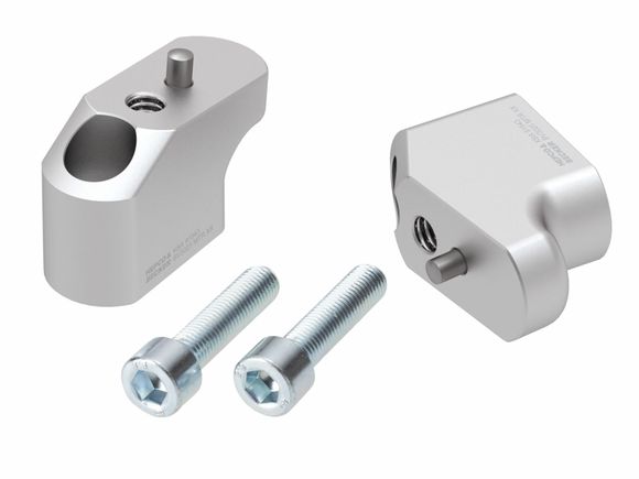 Hepco & Becker handlebar riser with 30 mm rise and 25 mm setback - silverRef: Hbe00964A / 42457605 00 09