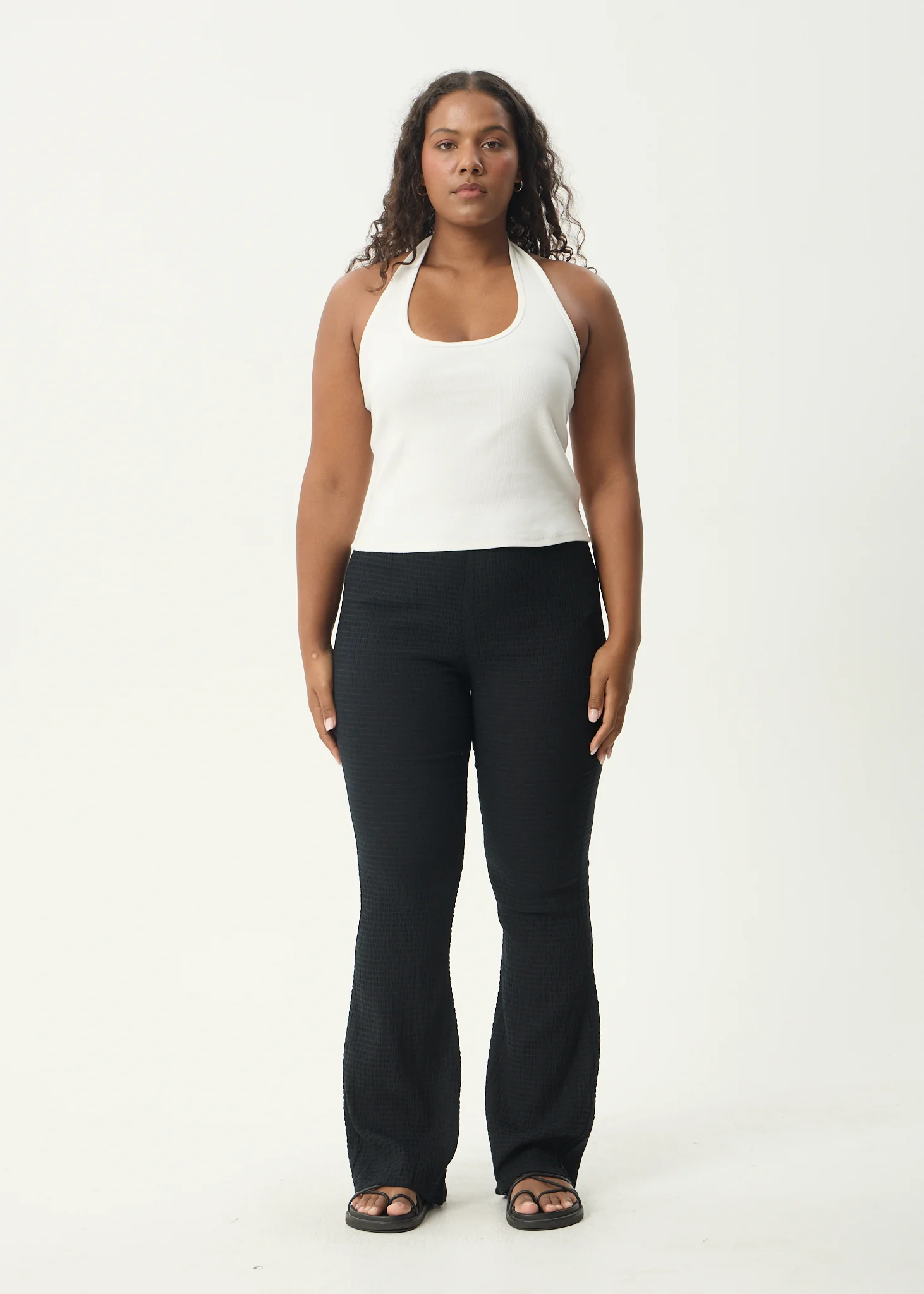 AFENDS Womens Focus - Seersucker Flare Pant - Black