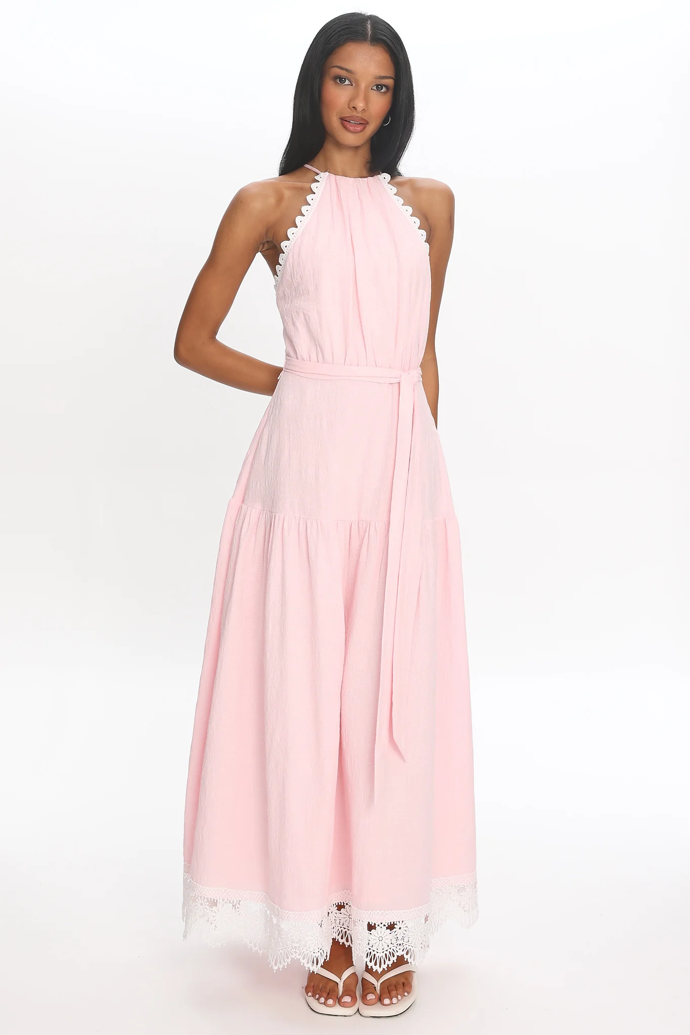 Promise Keeper Crochet Trim Maxi Dress Blush Pink