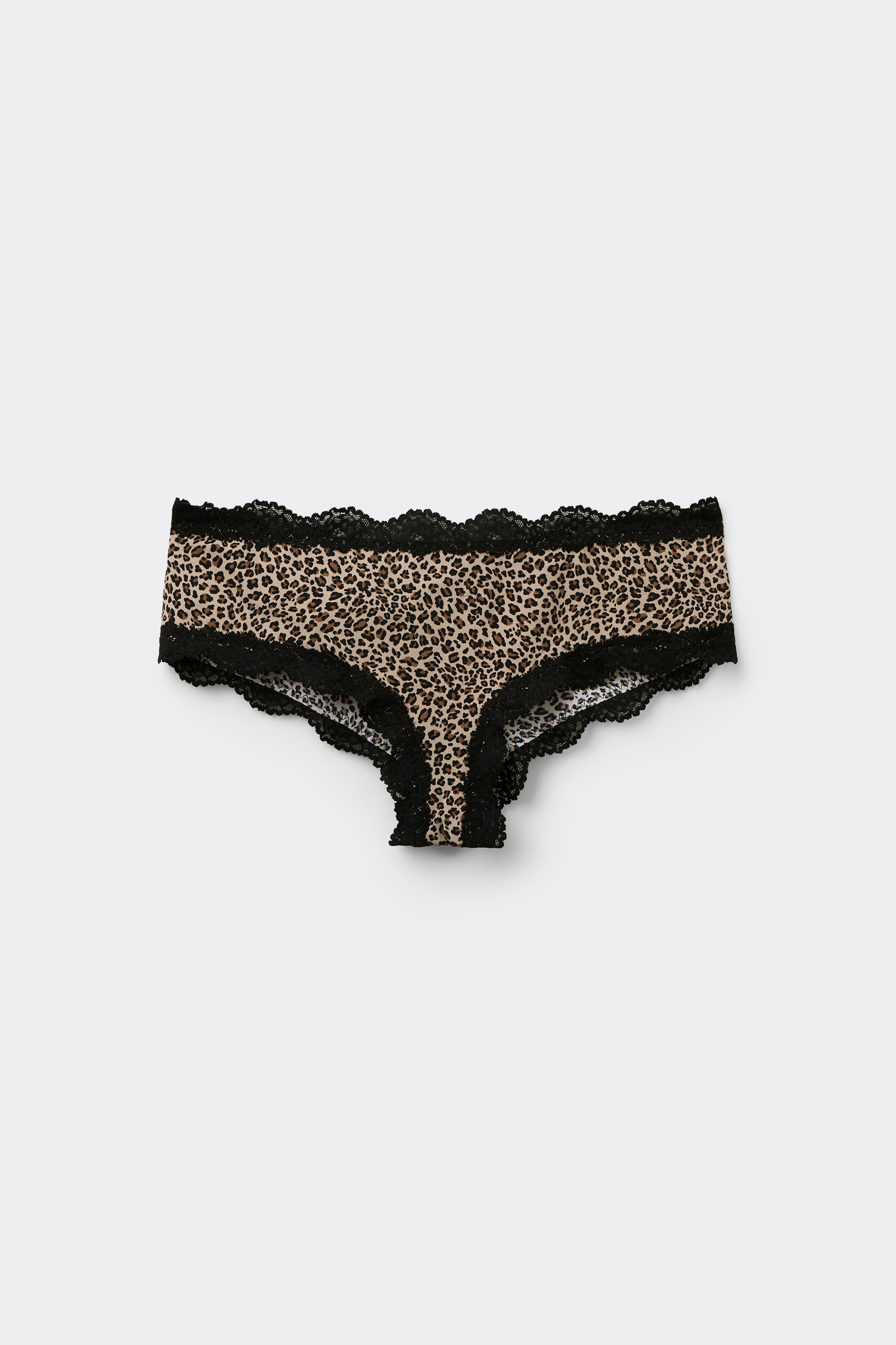 Printed Microfibre and Recycled Lace Brazilian-Cut French Knickers