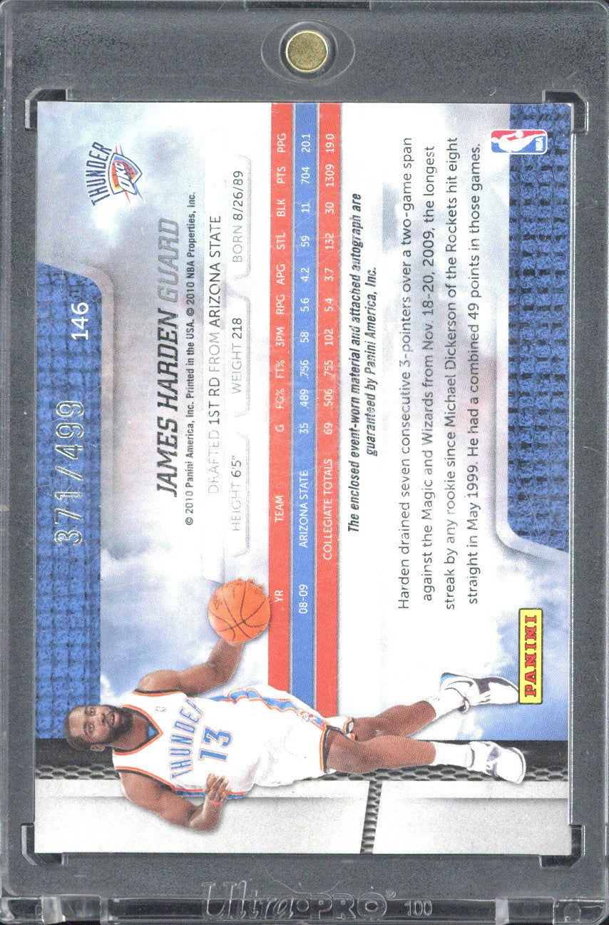 2010 Panini Absolute James Harden Autograph Patch /499 #146
