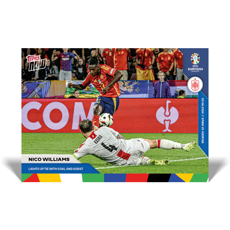 Nico Williams - Lights up tie with goal and assist - EURO 2024 TOPPS NOW® Card 37