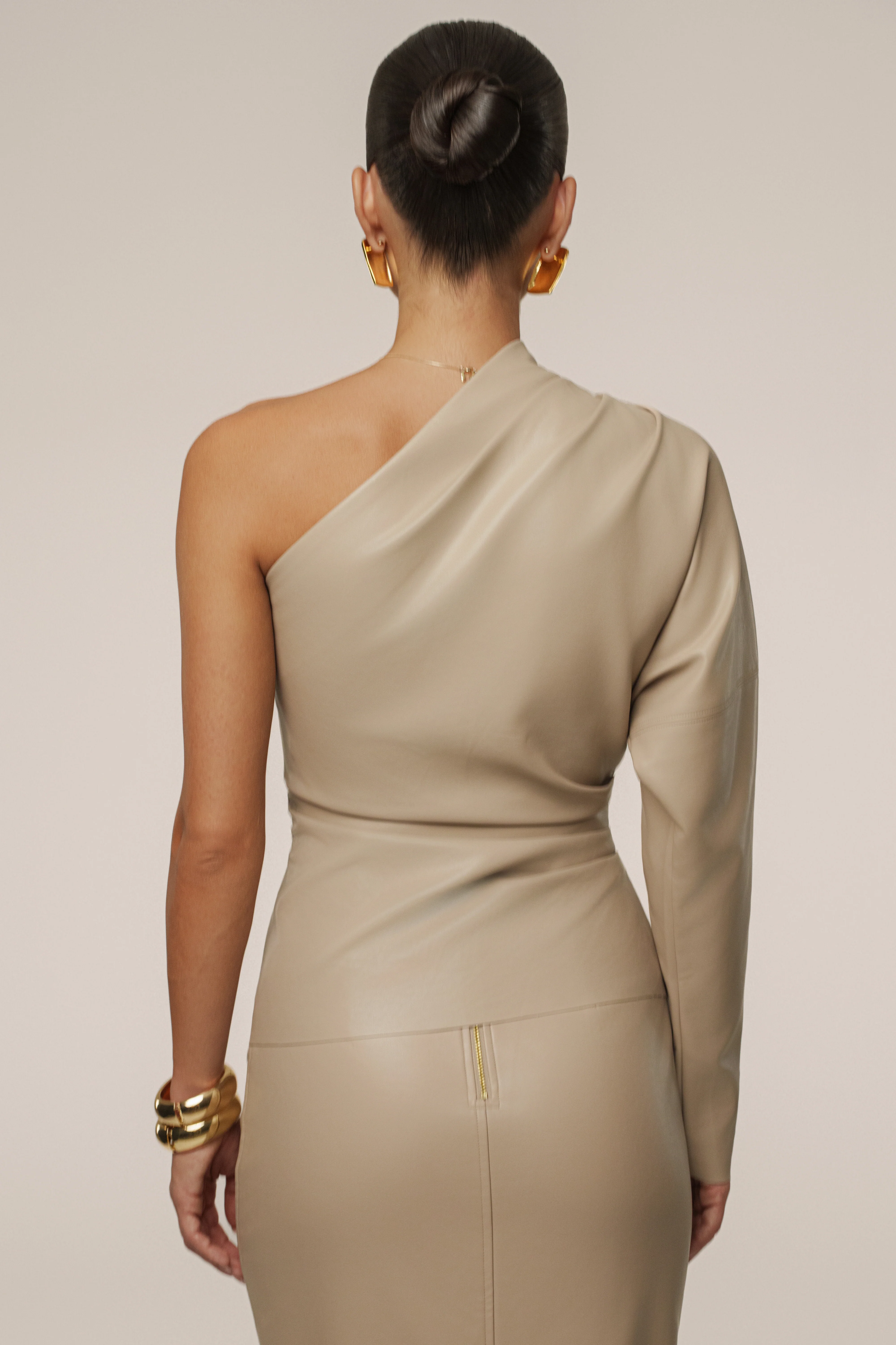 Tan Demi One Shoulder Top