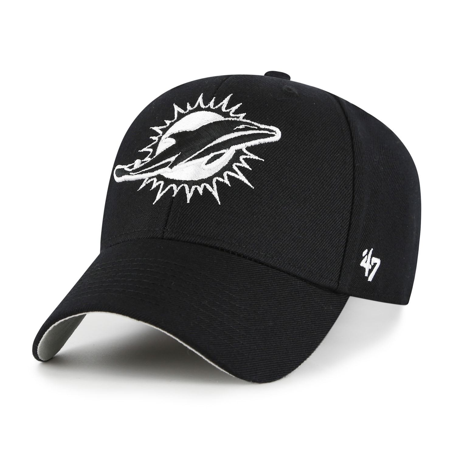 Miami Dolphins Black & White '47 MVP Adjustable NFL Cap Black