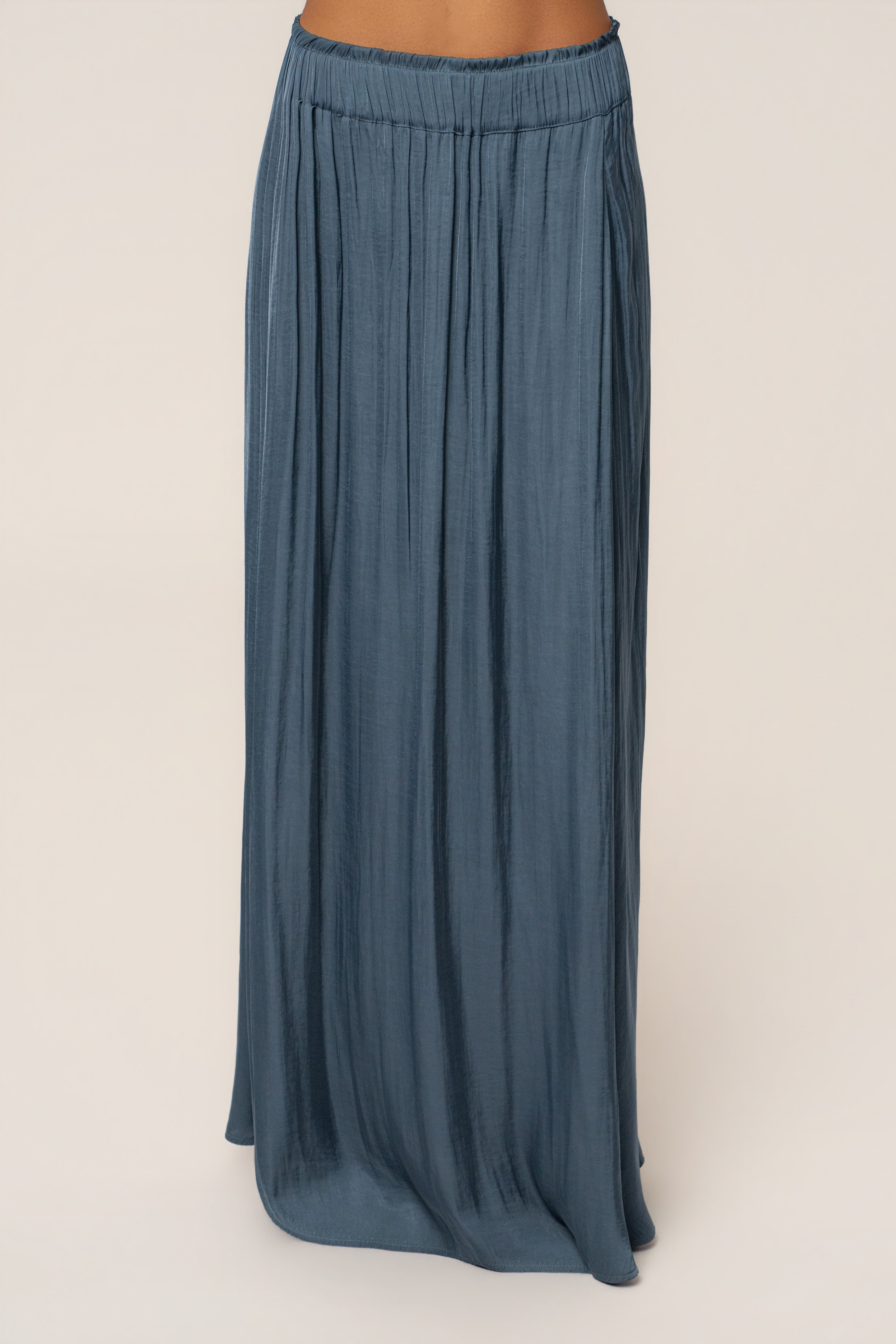 Teal River Satin Maxi Skirt