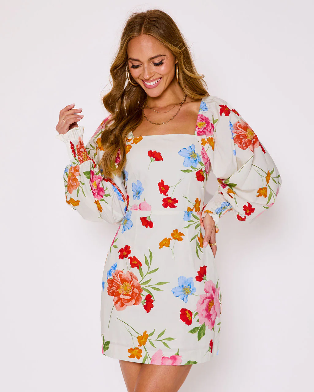 Meadow Sun Floral Print Mini Dress