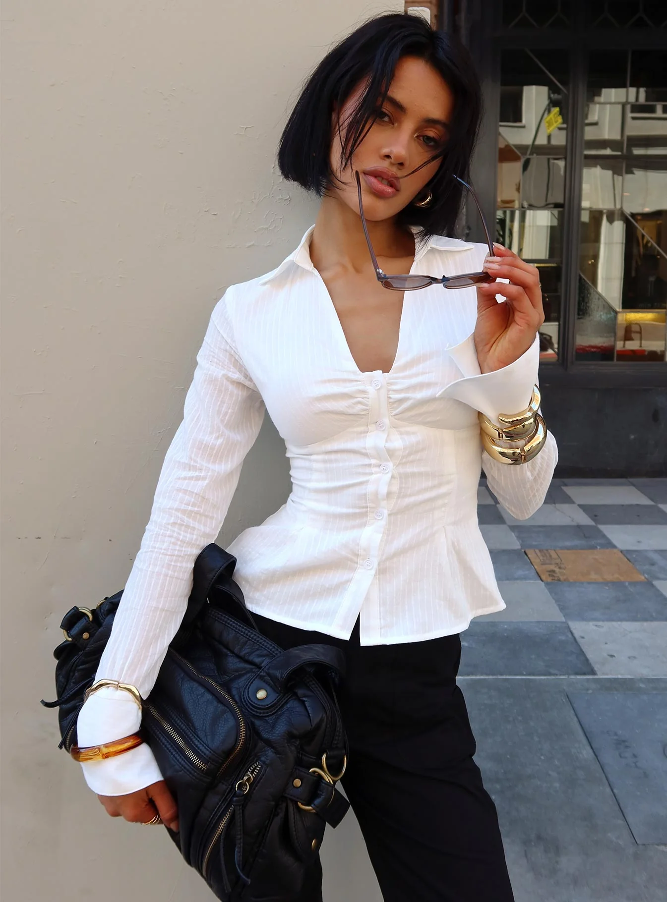 Elowenn Long Sleeve Top White