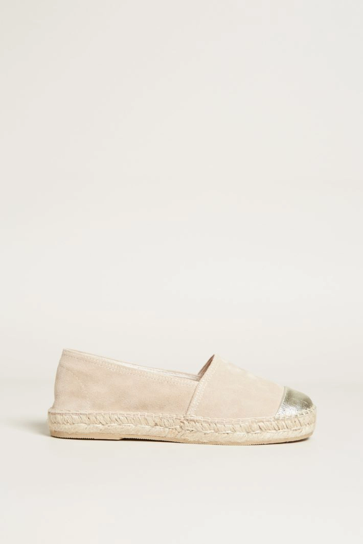Leather espadrilles - BEIGE SILVER