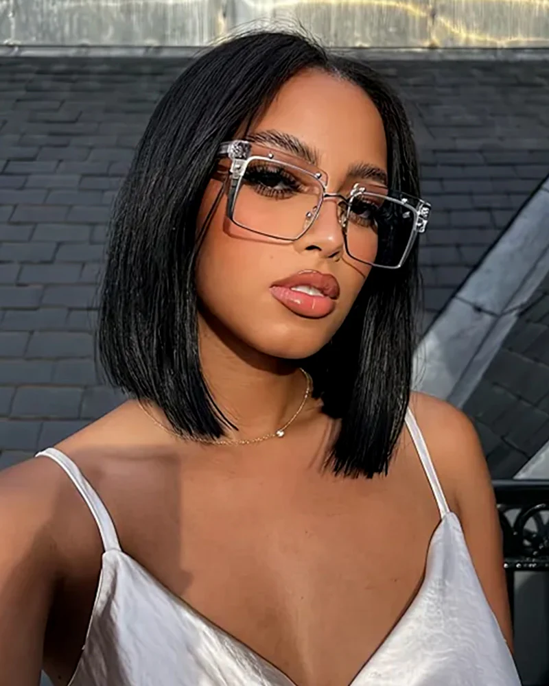 Ophirawig 6x5 invisible knots Glueless Straight Bob Wig Pre-cut Lace Natural Black Beginner Friendly