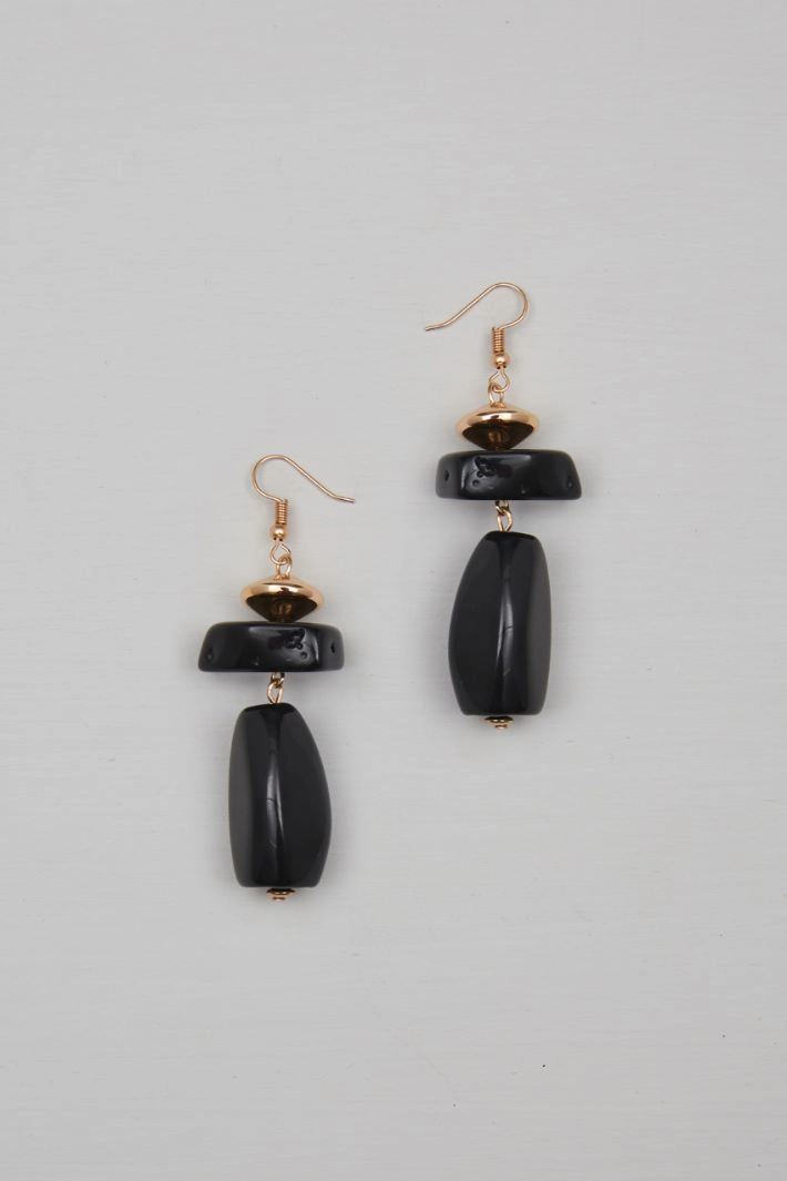 Asymmetrical glass earrings - BLACK