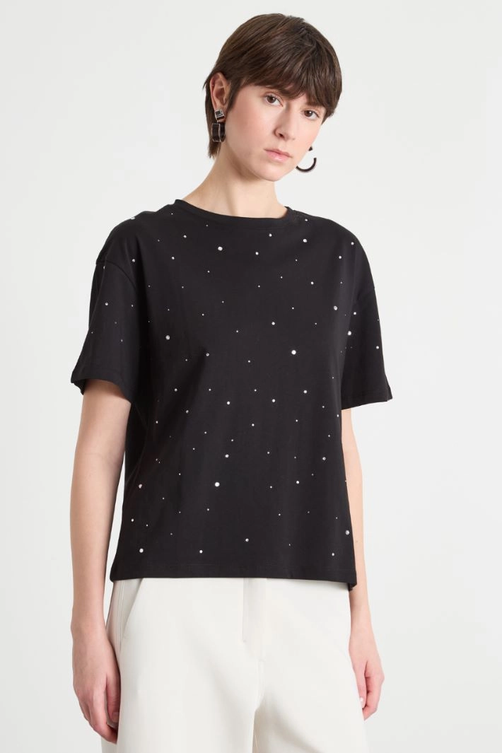 Rhinestone T-shirt - BLACK