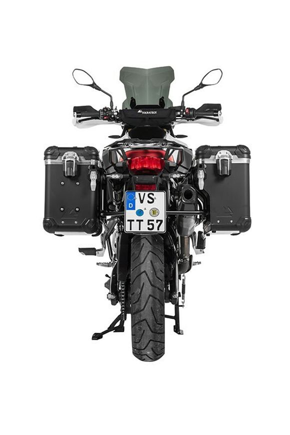 Touratech ZEGA Evo X suitcase With 38/38 offset - Black support included - Black anodizedRef: Trt00979A / 01-082-6867-0