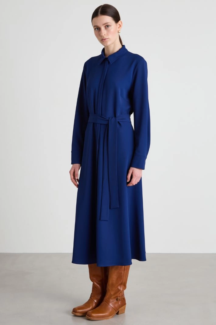 Belted shirt dress - BLUE
