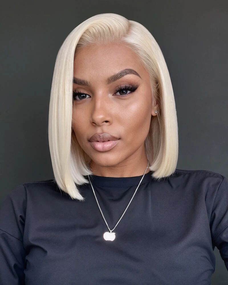 Ophirawig 6x5 Invisible Knots Glueless & 13x4 Frontal Lace Straight Bob Wig Pre-cut Lace 613 Blonde Beginner Friendly