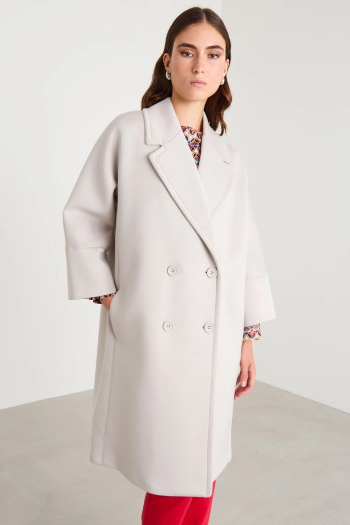 Compact jersey coat - PEARL GREY