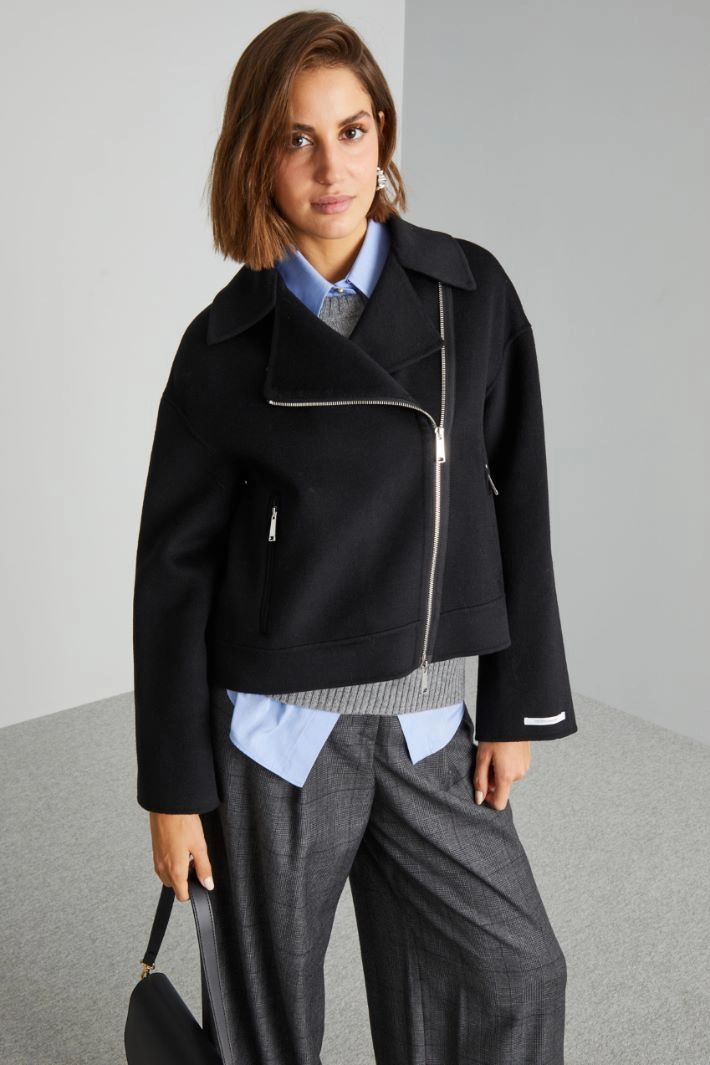 Wool drap jacket - BLACK