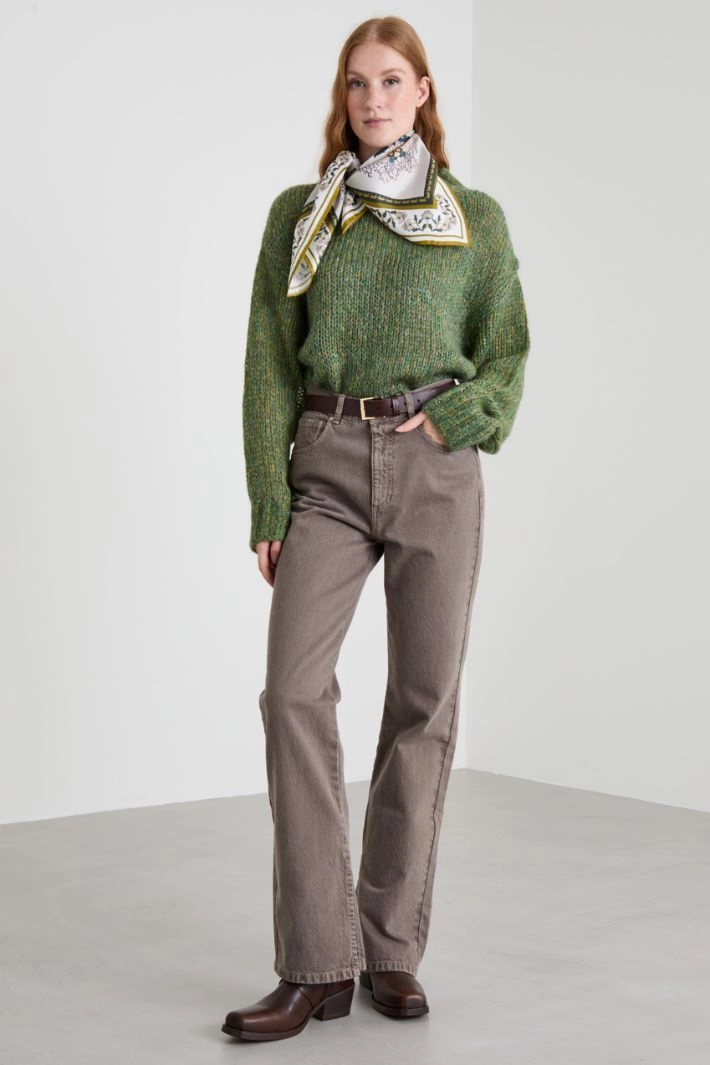 Denim jeans with slits - GREY