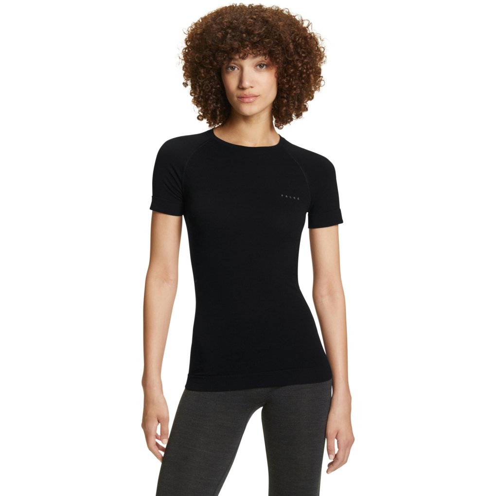 Falke Wool-Tech Light Crew Neck Short Sleeve Shirt Women - black 3000