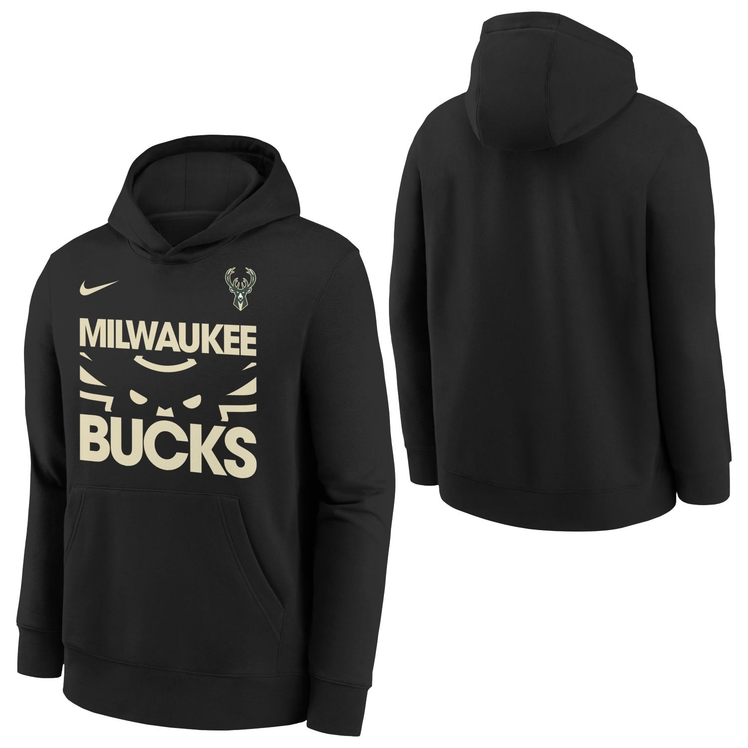 Milwaukee Bucks NBA Courtside Nike Club Hoodie Black (YOUTH)