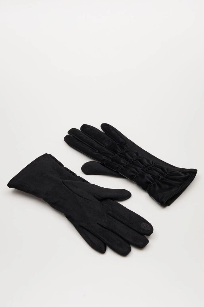 Waxed effect gloves - BLACK