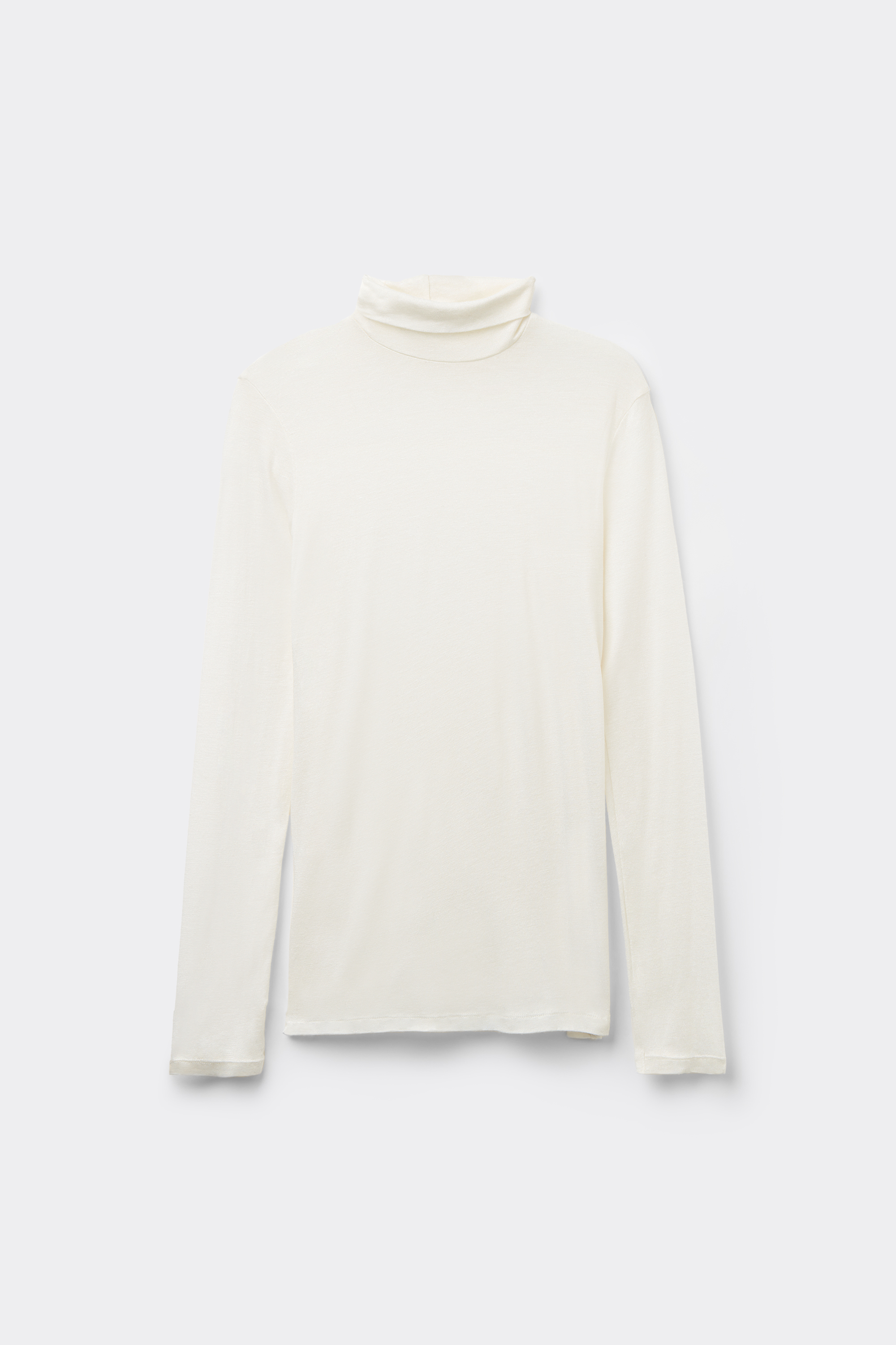 Lightweight Polo Neck Top with Merino Wool