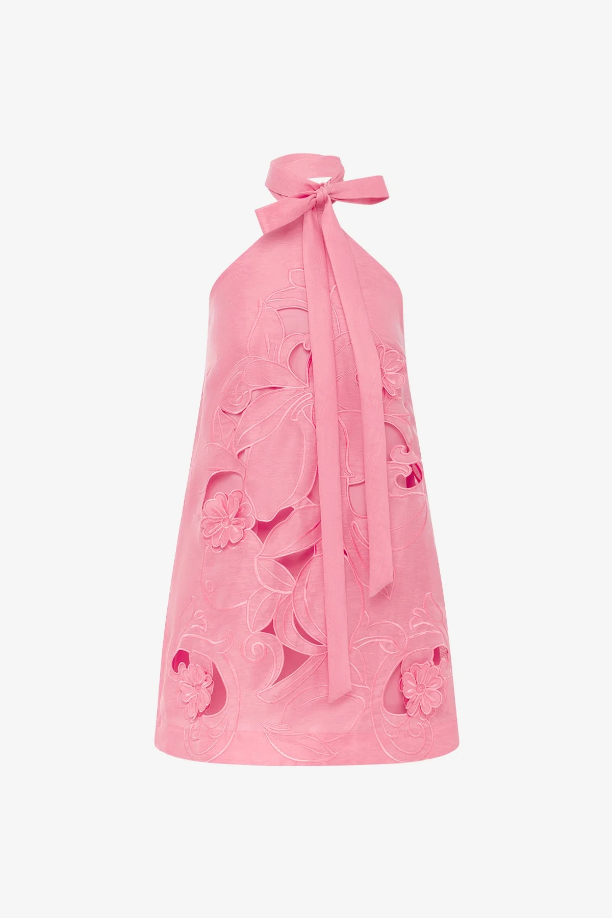 Lola Appliqué Halterneck Mini Dress - Fuchsia