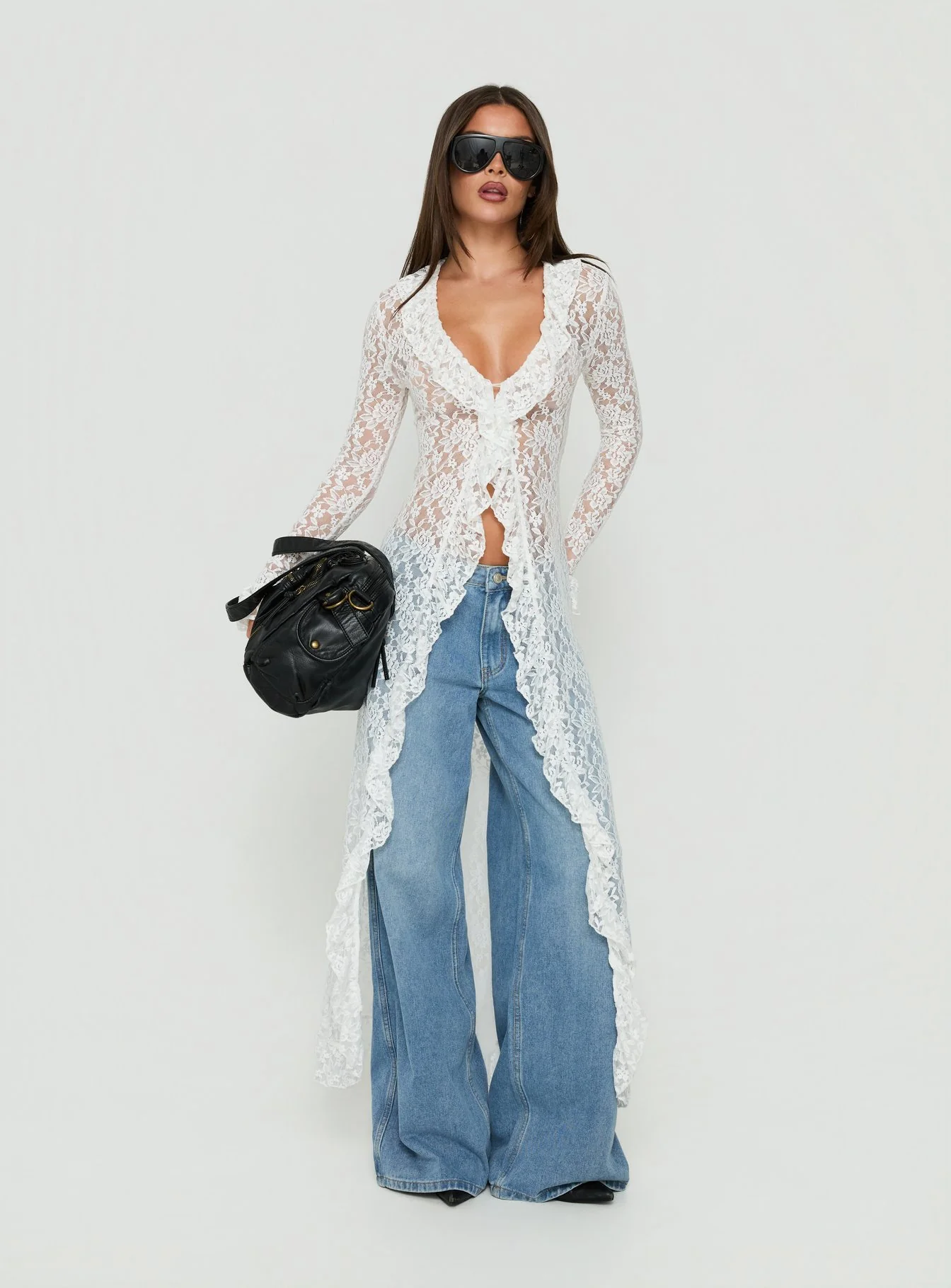 Long Nights Long Sleeve Lace Maxi Dress Moonlight