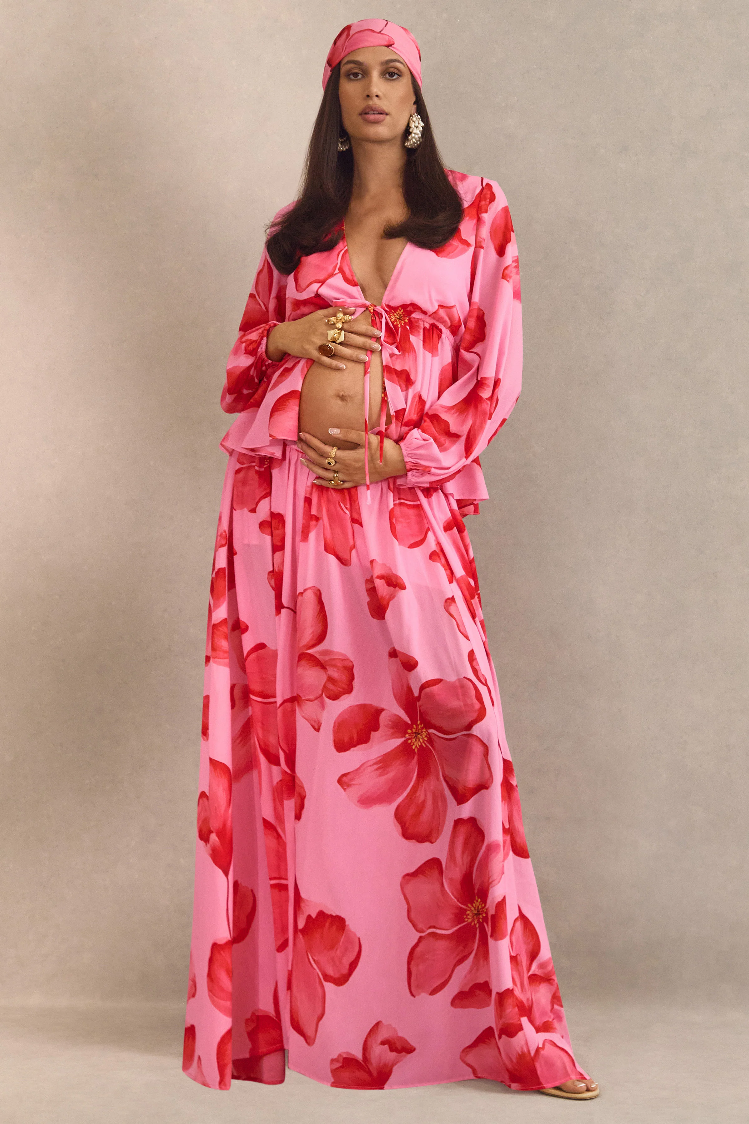 Asella | Pink Chiffon Maxi Skirt