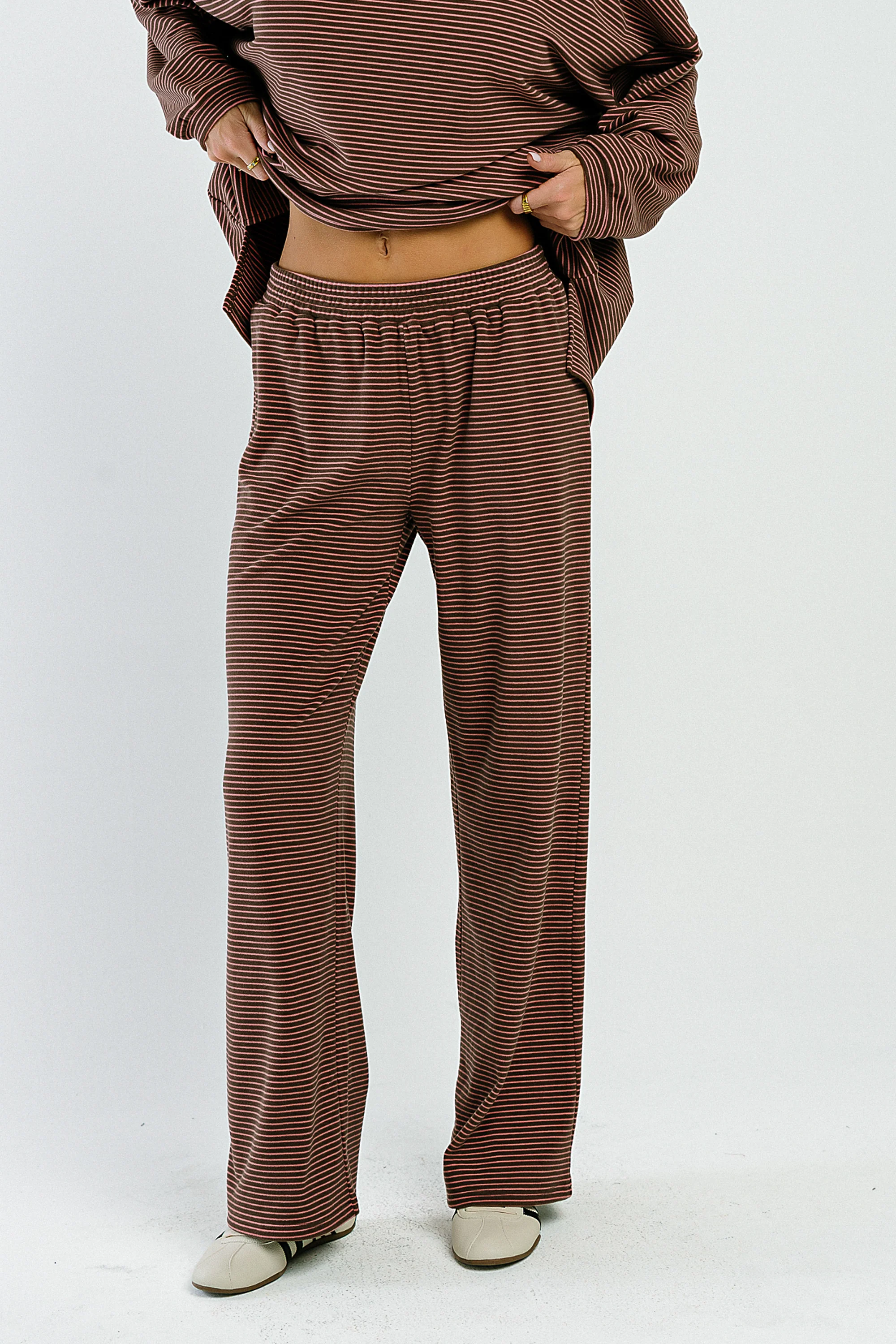 Shelby Striped Pants in Brown