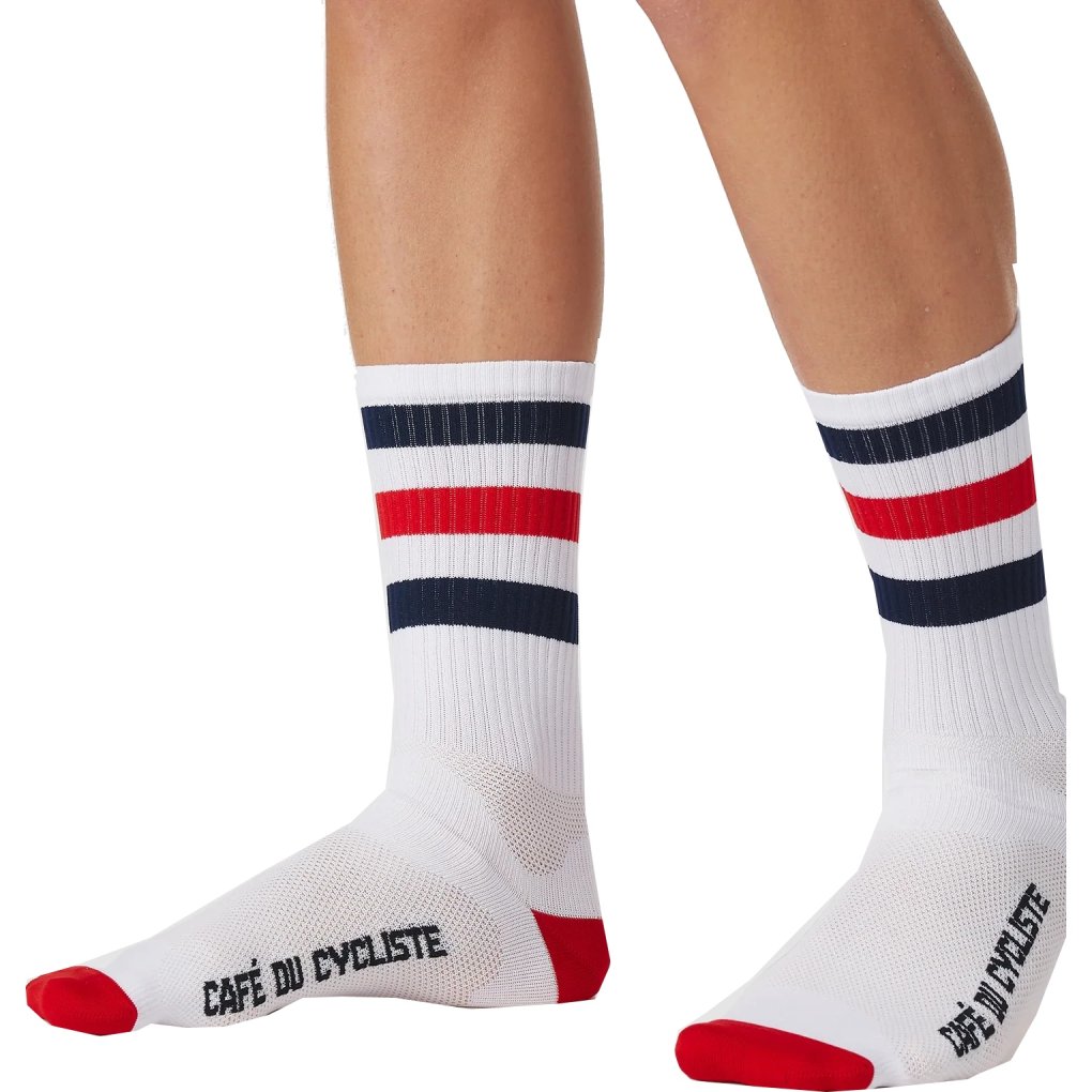 Café du Cycliste Skate Socks - red navy on white