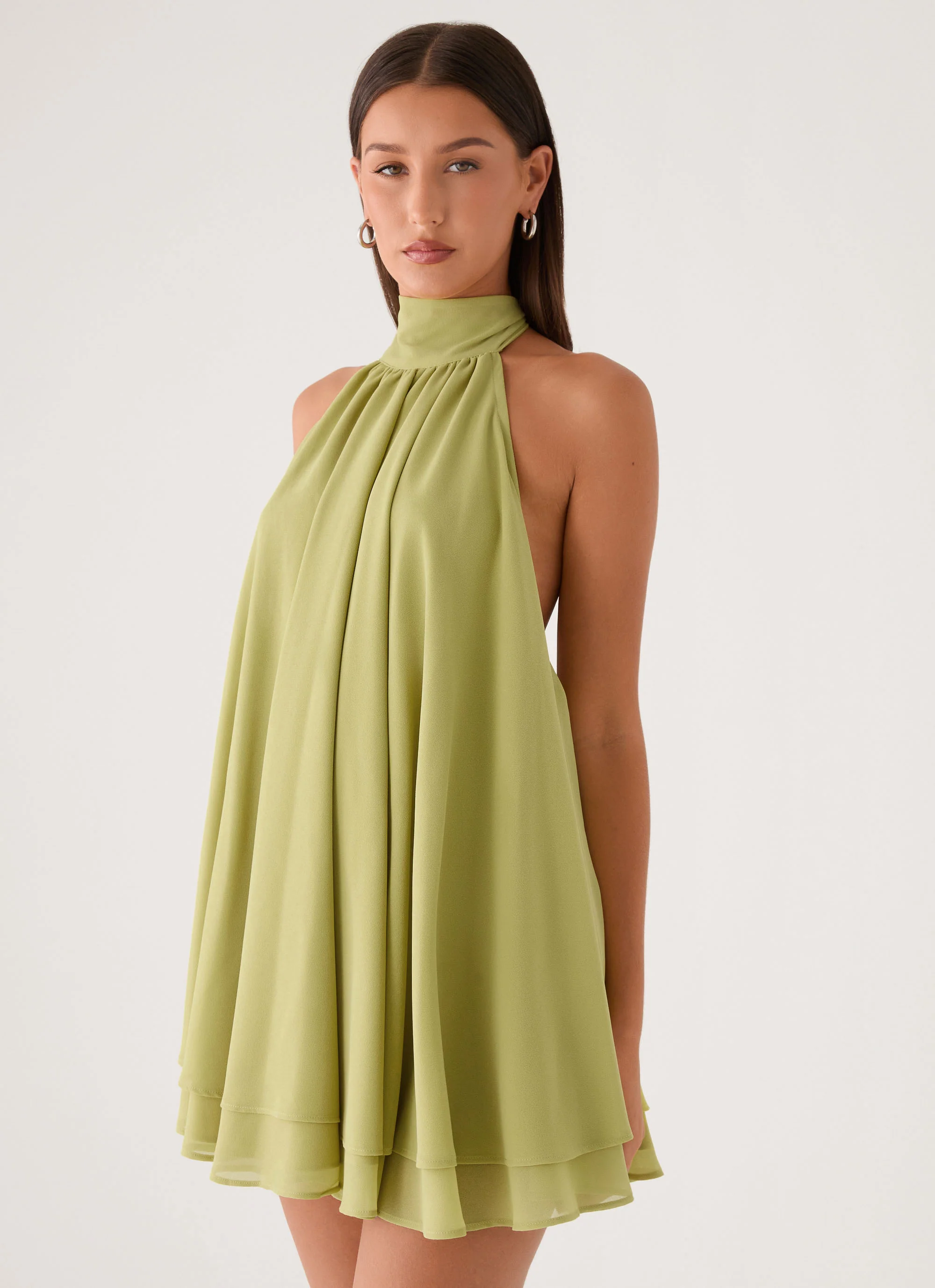 Lyrah Halter Mini Dress - Lime