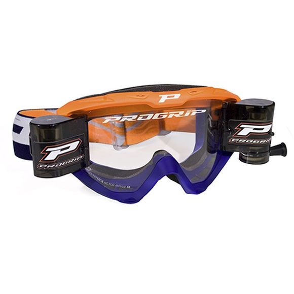 Masque cross Progrip RIOT Roll-Off 3450RO Orange fluo/Bleu 2021 - Orange / BleuRef : PRG0206 / 3450ROOFB