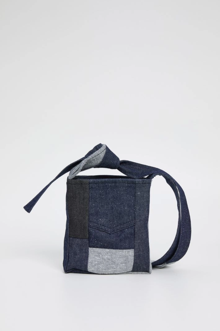 Patchwork jeans bag - BLUE