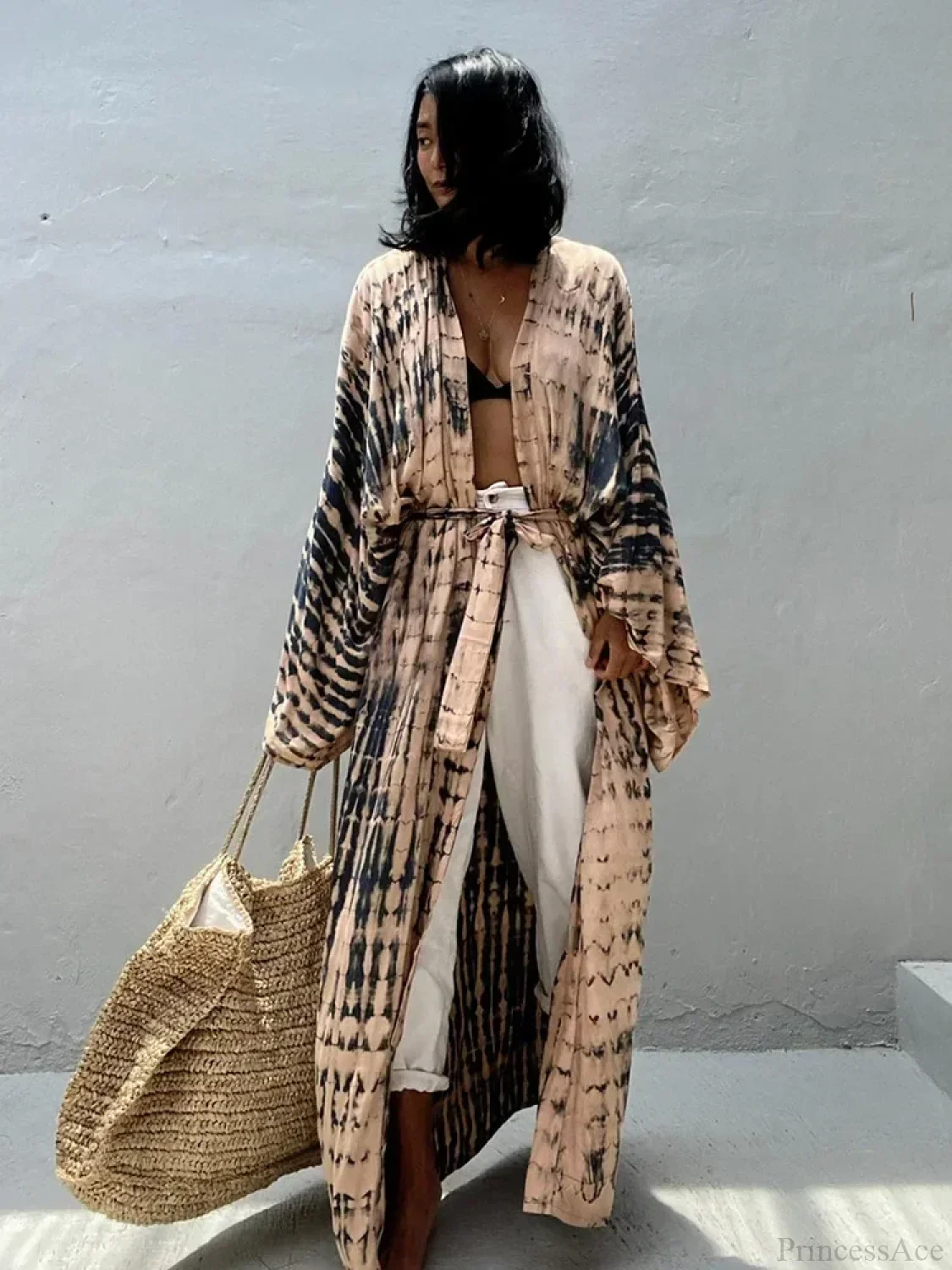 Tie Dye V-Neck Beach Cover Up