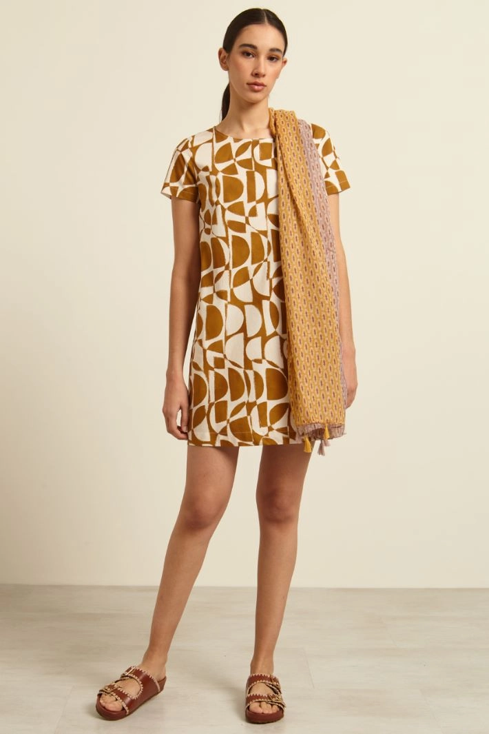 Tassel-embellished stole - MUSTARD LILAC