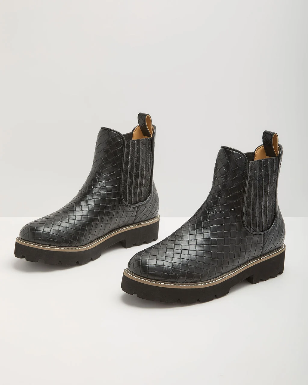 Kieran Woven Faux Leather Chelsea Boots