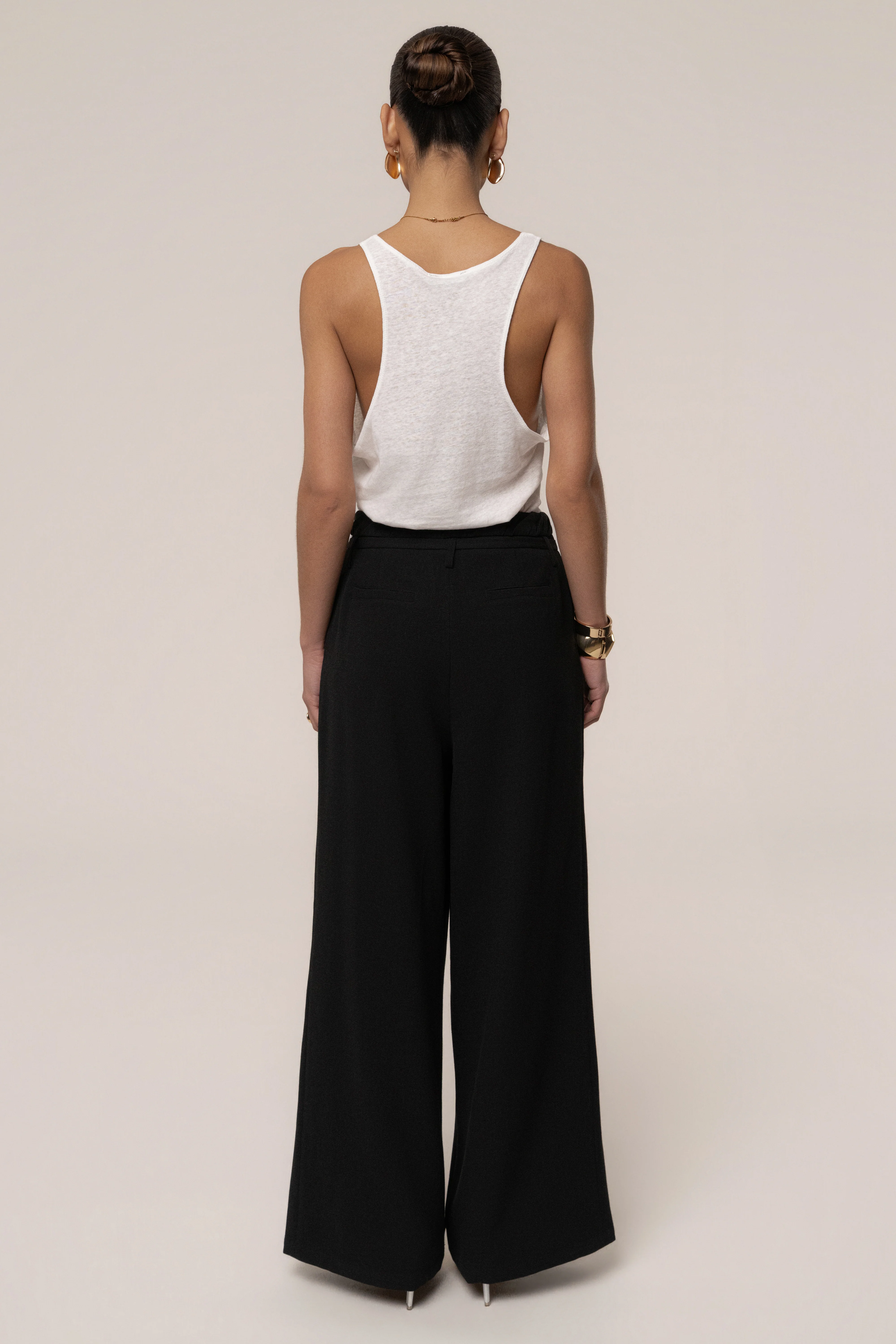 Black Refined Ease Wide Leg Pants