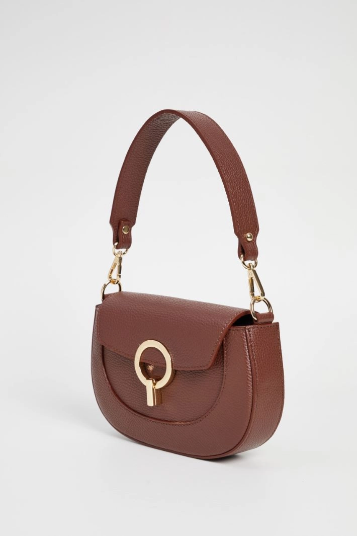 Leather shoulder bag - BROWN