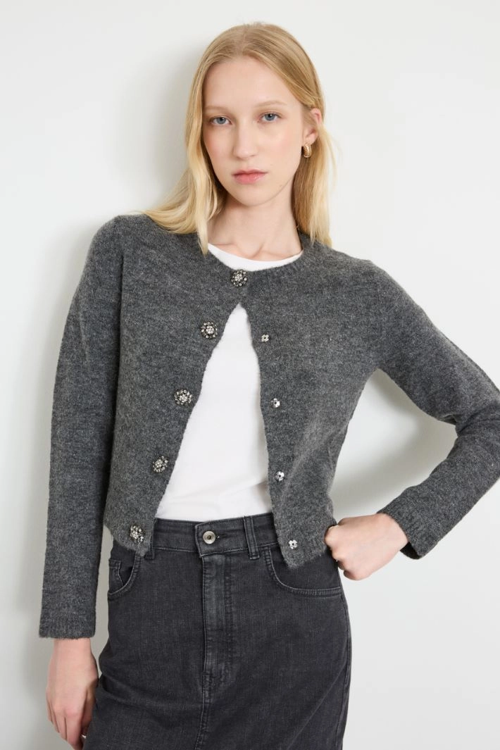 Cardigan with jewel buttons - GREY