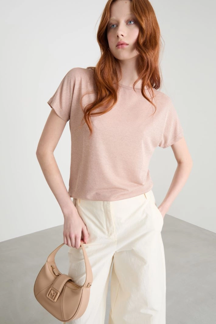 Foiled jersey top - PINK