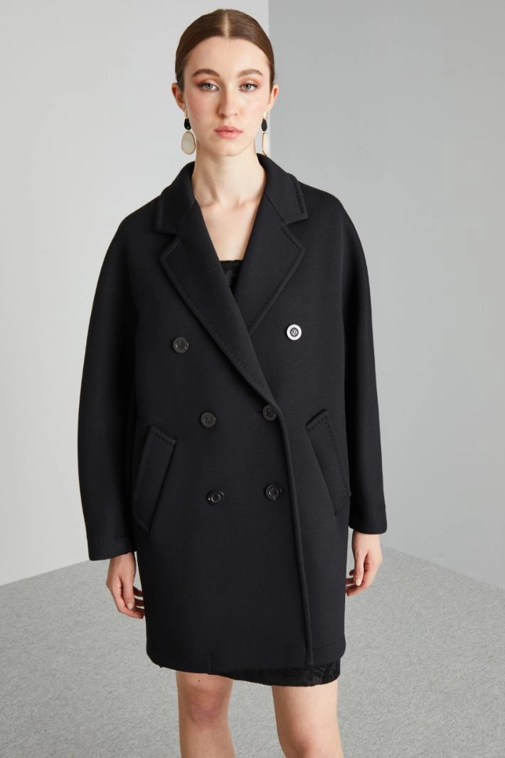 Egg-shaped jersey coat - BLACK