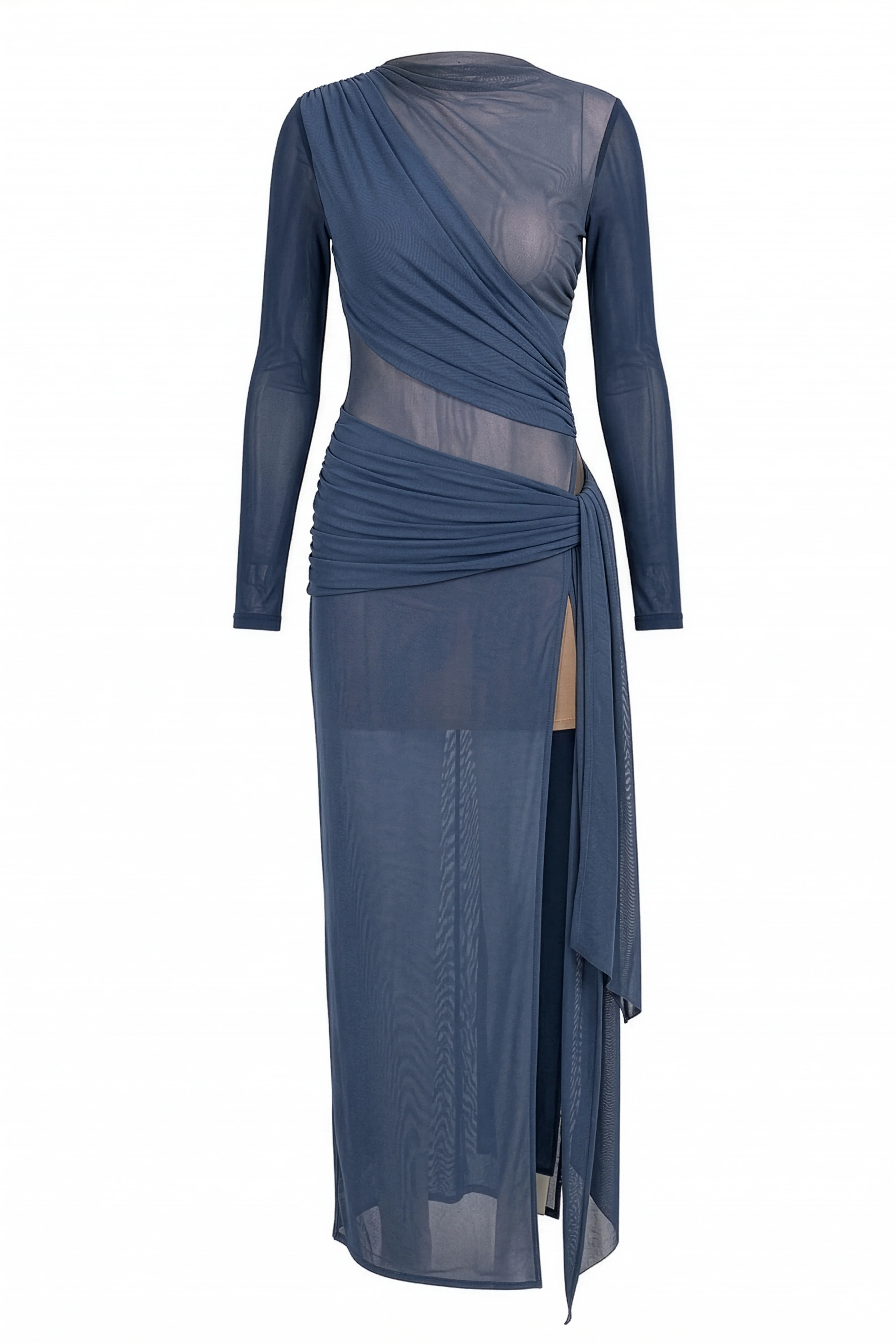 Navy Heatwave Mesh Maxi Dress