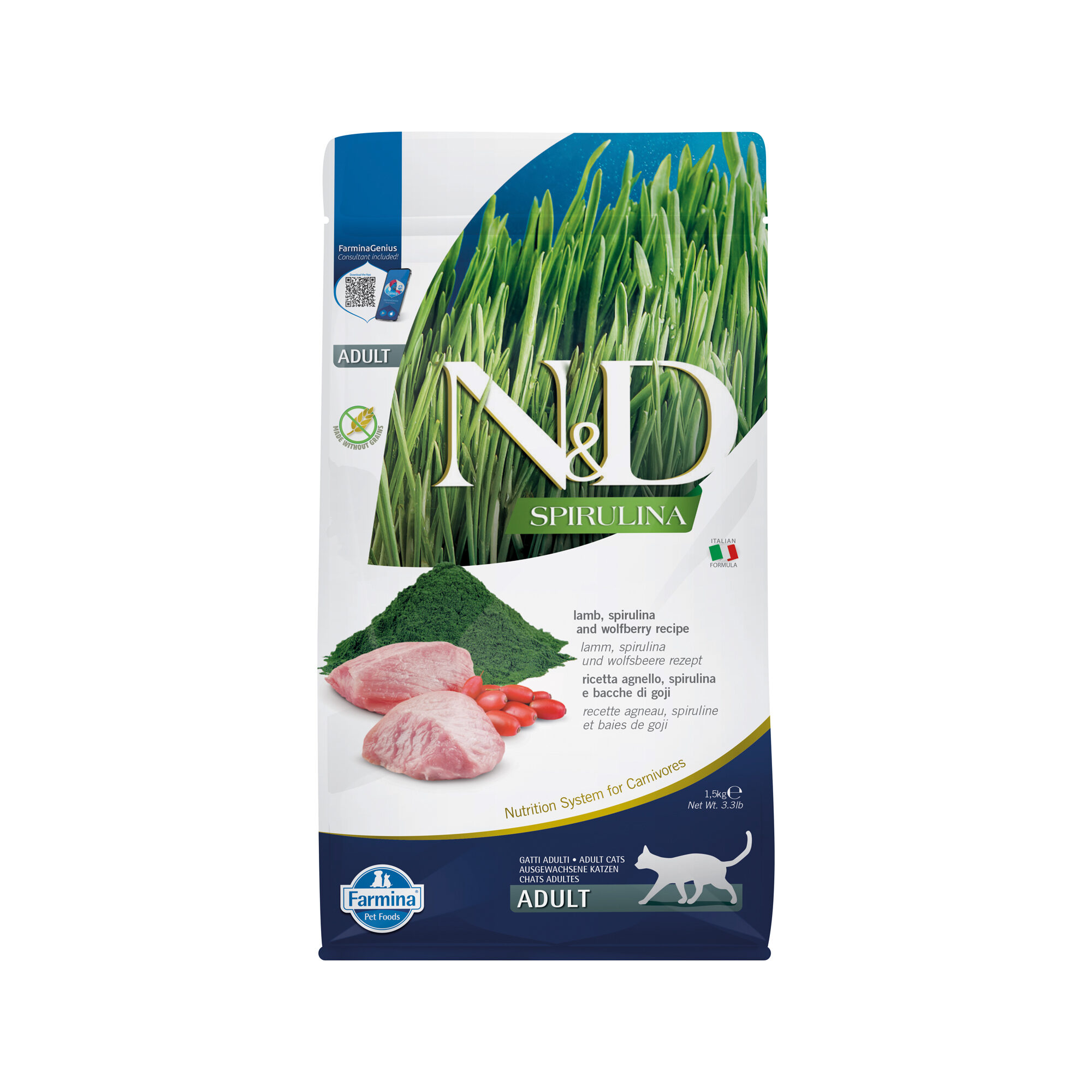 Farmina N&D Spirulina Adult Cat - Lamb - 1.5 kg