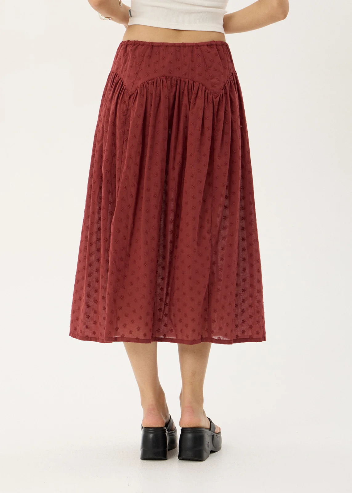 AFENDS Womens Marlow - Midi Skirt - Ruby Anglaise